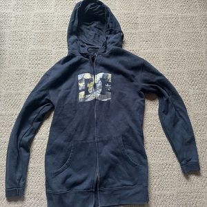 DC Shoes black zip up hoodie with camouflage emblem in front